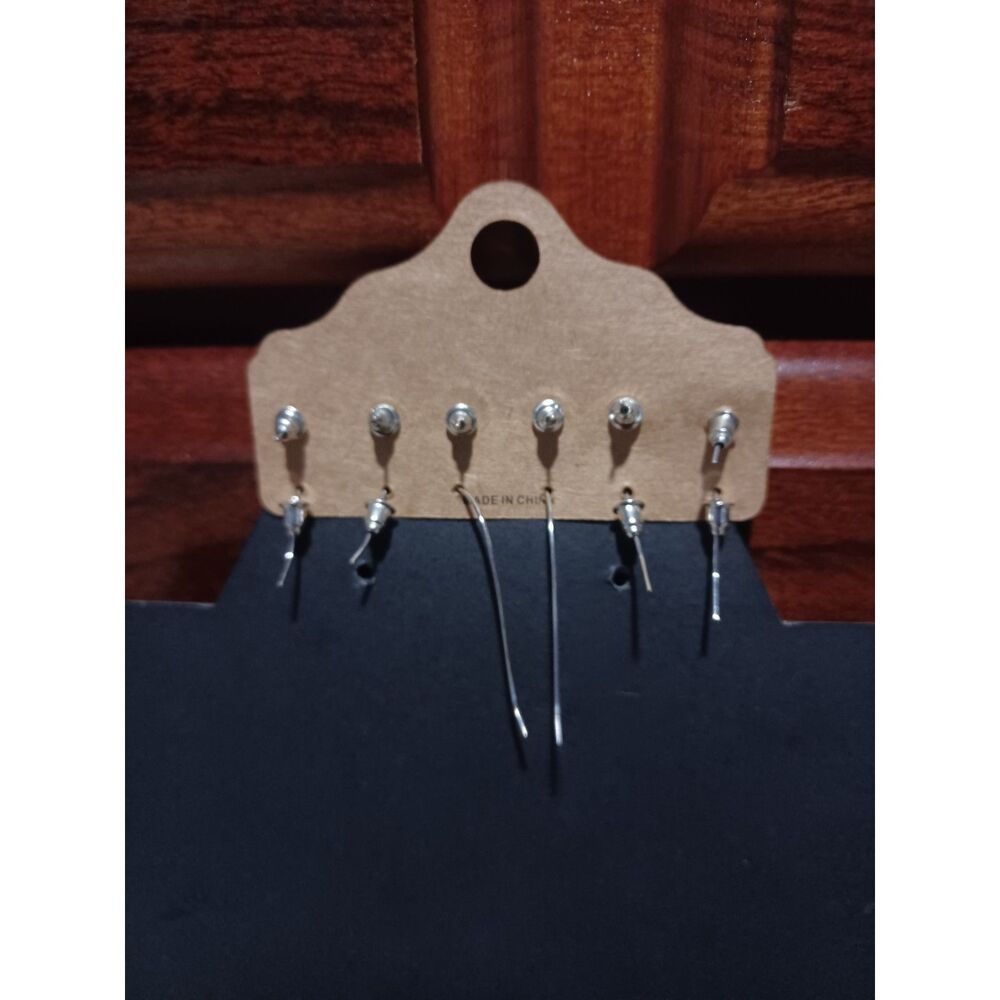 6 Pairs of Boho Silver-Toned Earrings - Picture 4 of 4